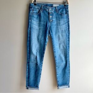 Anthropologie AG Adriano Goldschmied Stevie Ankle Button Fly Slim Straight Jeans